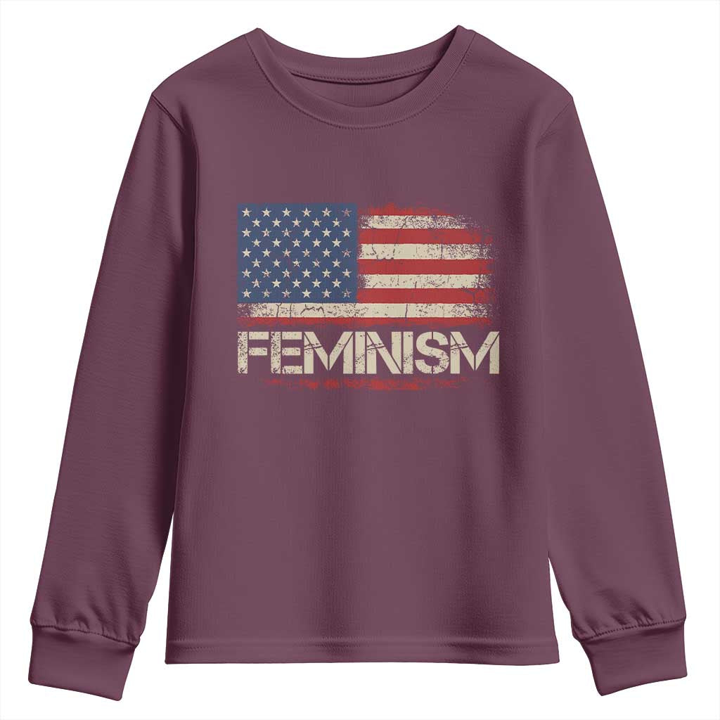 Feminism Feminist American Flag Youth Sweatshirt Patriotic Womens Rights