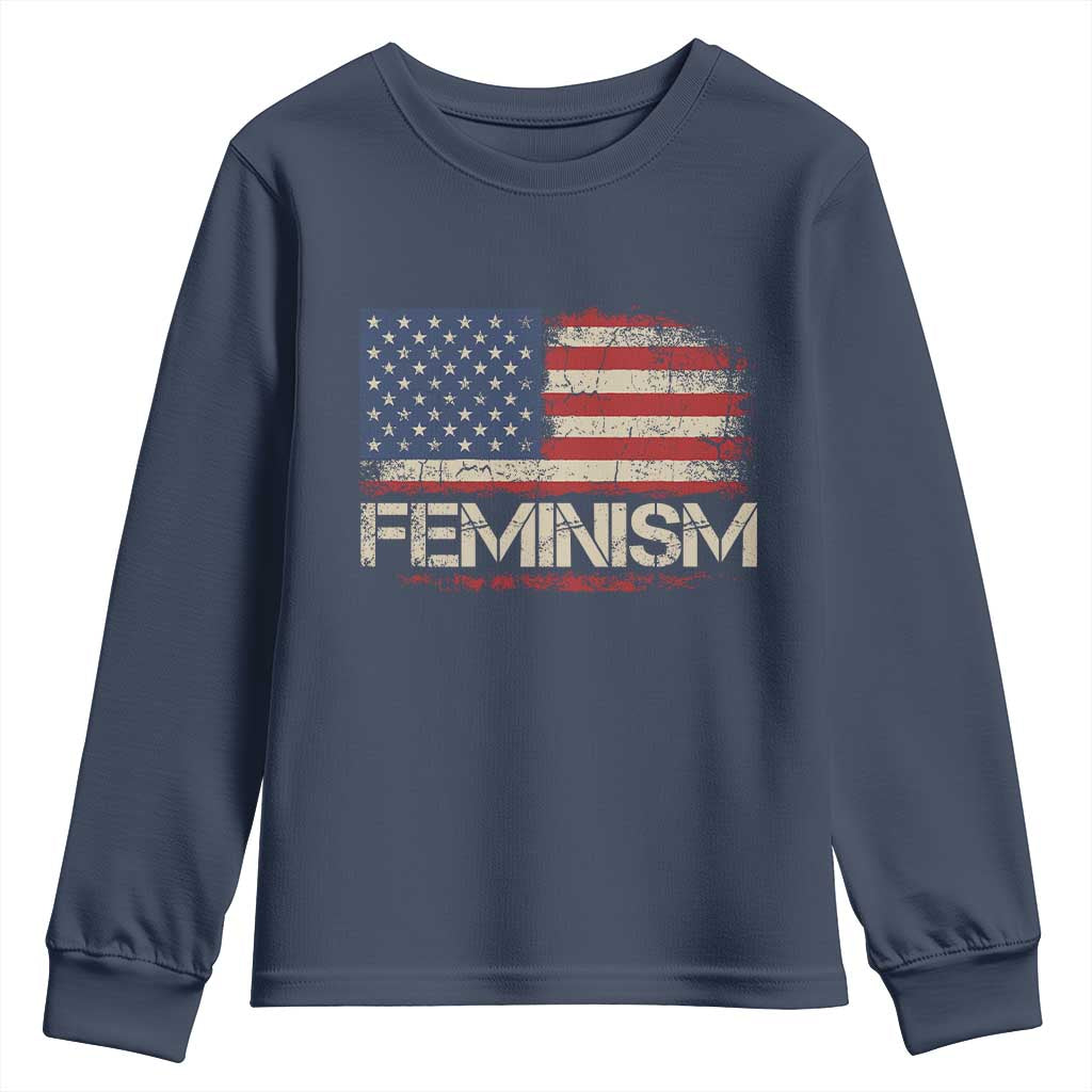 Feminism Feminist American Flag Youth Sweatshirt Patriotic Womens Rights
