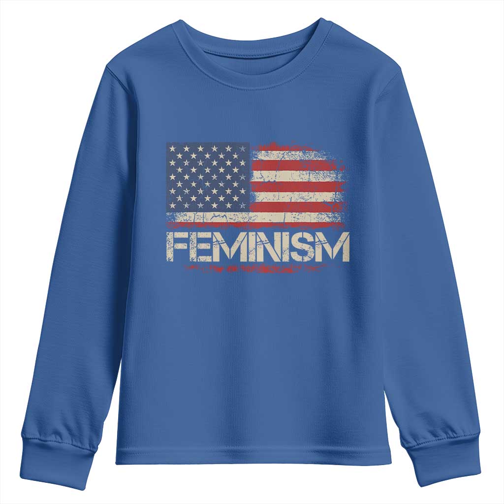 Feminism Feminist American Flag Youth Sweatshirt Patriotic Womens Rights