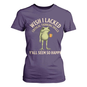 Wish I Lacked Critical Thinking Skills Y'all Seem So Happy Funny Frog Coffee T Shirt For Women