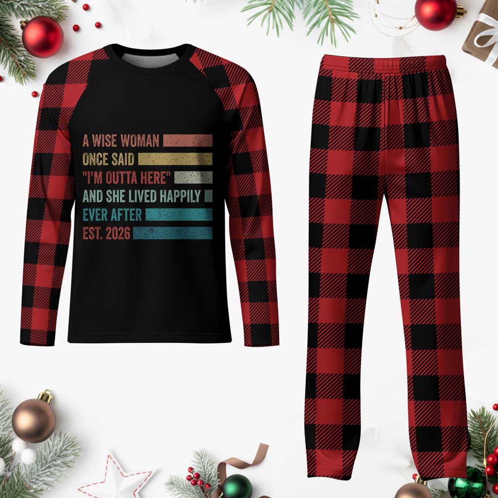 Funny Retired 2026 Plaid Pajama Set A Wise Woman Once Said I'm Outta Here Retirement Gift TS11 Buffalo Plaid Print Your Wear