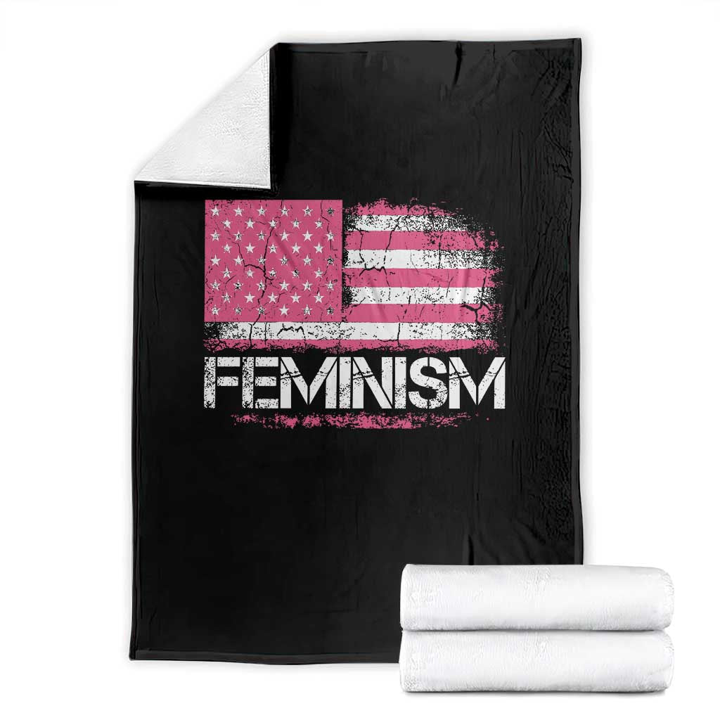 Feminism Feminist Pink American Flag Throw Blanket Patriotic Womens Rights