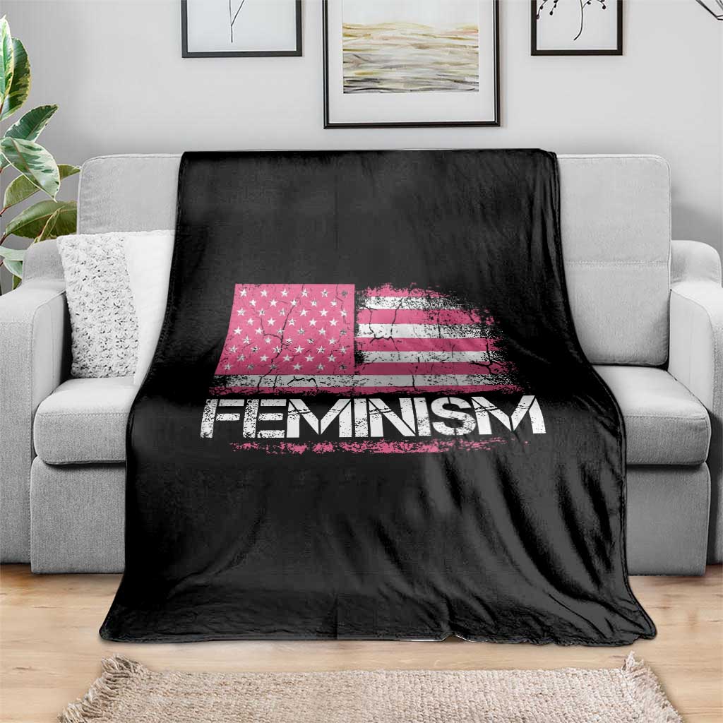 Feminism Feminist Pink American Flag Throw Blanket Patriotic Womens Rights