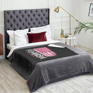 Feminism Feminist Pink American Flag Throw Blanket Patriotic Womens Rights