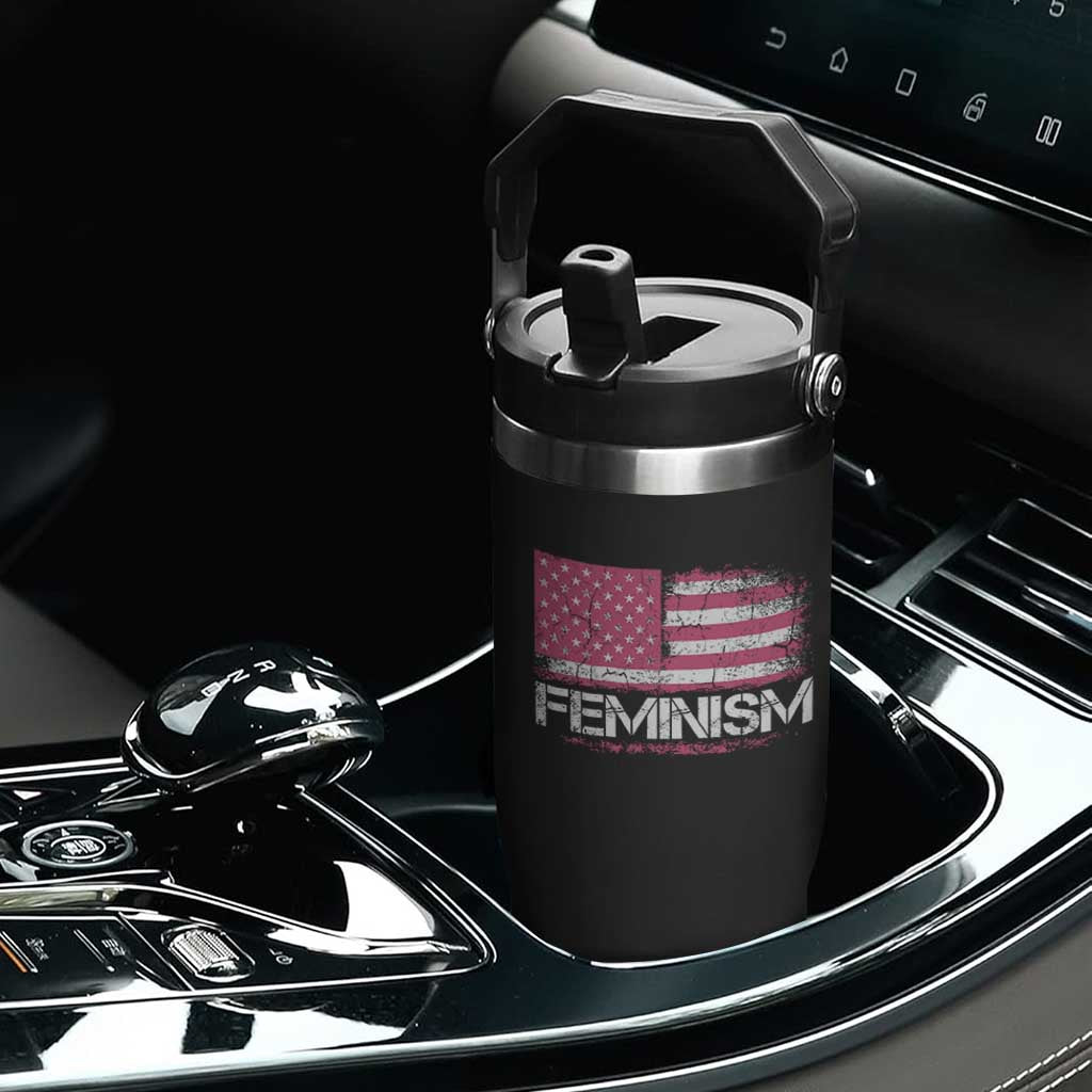 Feminism Feminist Pink American Flag Flip Straw Tumbler Patriotic Womens Rights