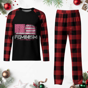 Feminism Feminist Pink American Flag Plaid Pajama Set Patriotic Womens Rights