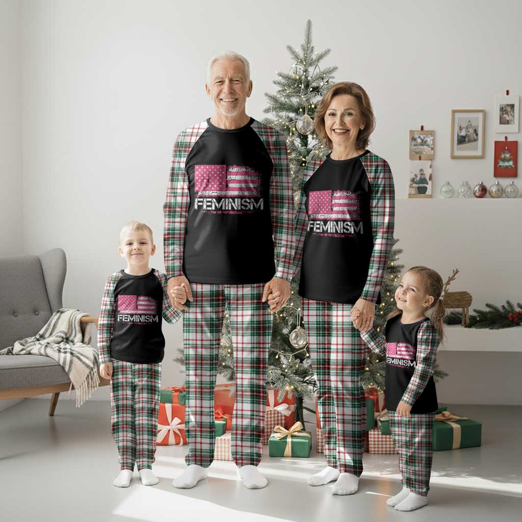 Feminism Feminist Pink American Flag Plaid Pajama Set Patriotic Womens Rights