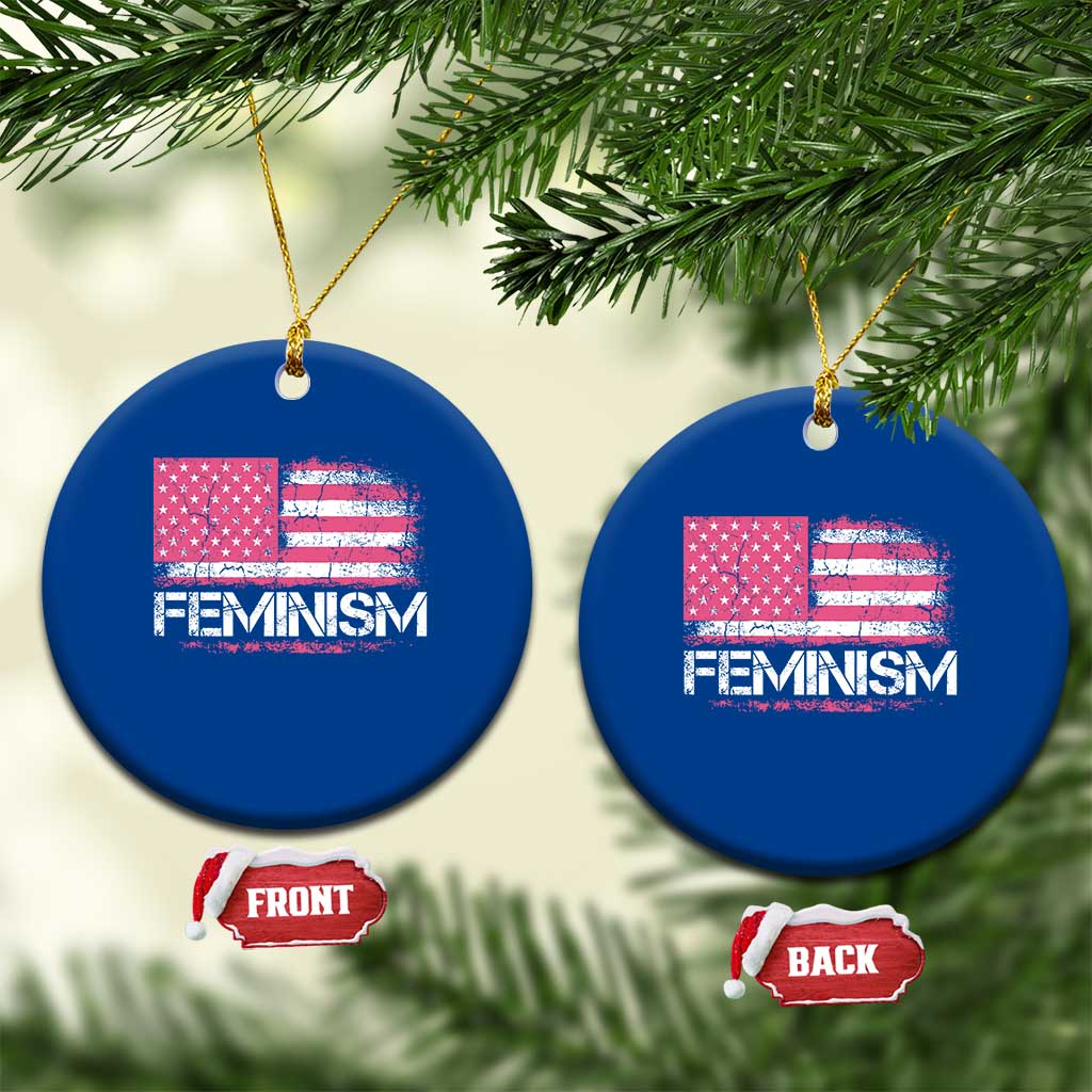 Feminism Feminist Pink American Flag Ceramic Ornament Patriotic Womens Rights