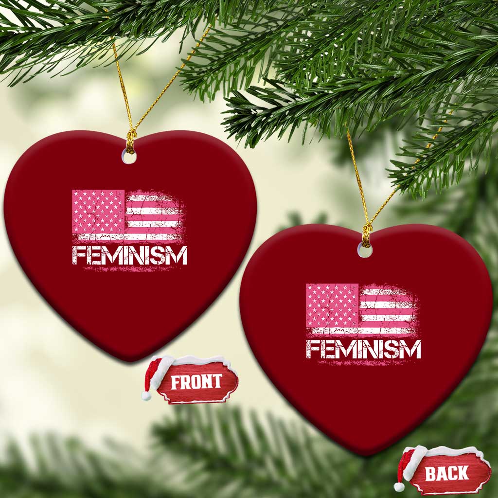 Feminism Feminist Pink American Flag Ceramic Ornament Patriotic Womens Rights