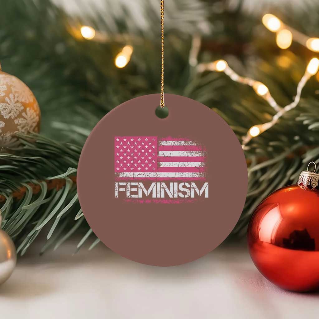 Feminism Feminist Pink American Flag Ceramic Ornament Patriotic Womens Rights