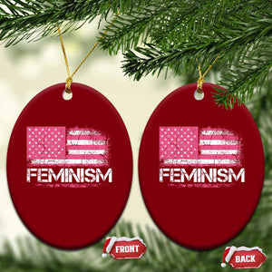 Feminism Feminist Pink American Flag Ceramic Ornament Patriotic Womens Rights