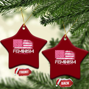Feminism Feminist Pink American Flag Ceramic Ornament Patriotic Womens Rights