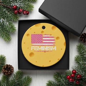 Feminism Feminist Pink American Flag Ceramic Ornament Patriotic Womens Rights