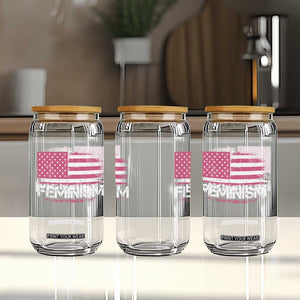 Feminism Feminist Pink American Flag Glass Can Patriotic Womens Rights