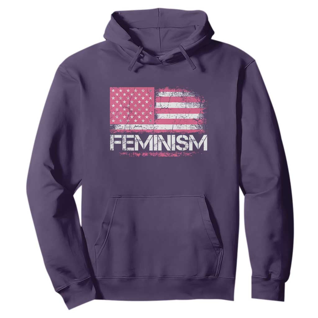 Feminism Feminist Pink American Flag Hoodie Patriotic Womens Rights