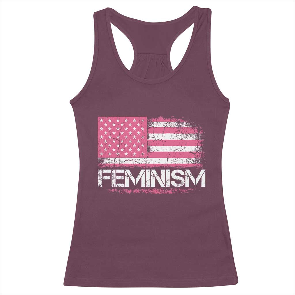 Feminism Feminist Pink American Flag Racerback Tank Top Patriotic Womens Rights