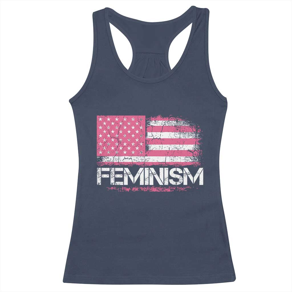 Feminism Feminist Pink American Flag Racerback Tank Top Patriotic Womens Rights