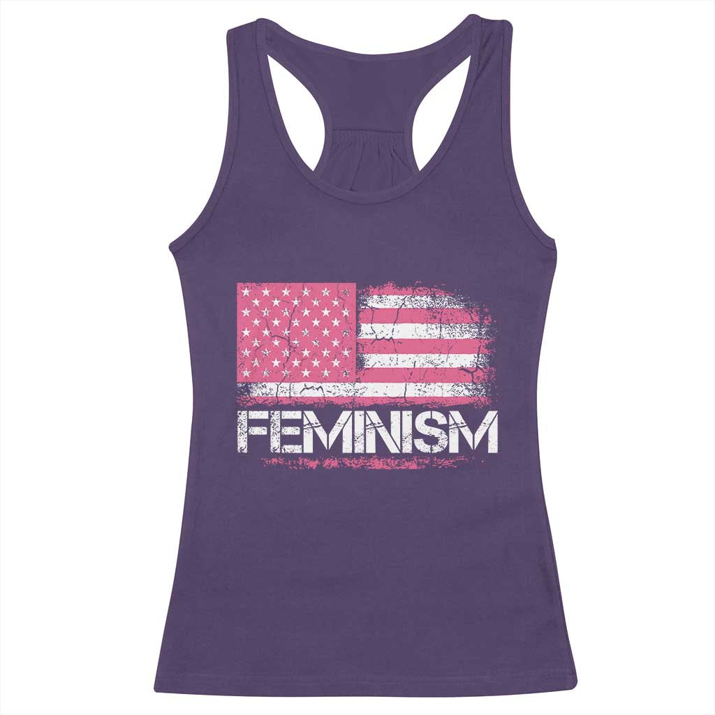 Feminism Feminist Pink American Flag Racerback Tank Top Patriotic Womens Rights