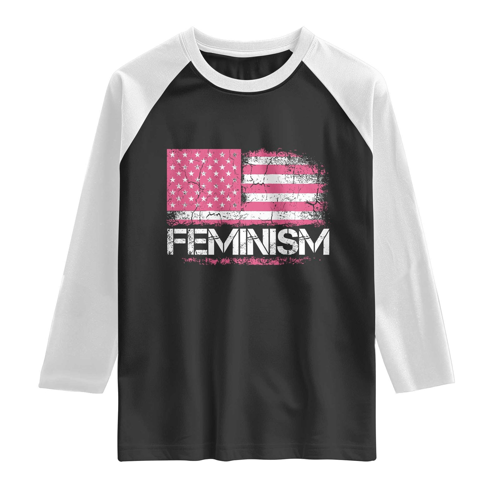 Feminism Feminist Pink American Flag Raglan Shirt Patriotic Womens Rights TS11 Black White Print Your Wear