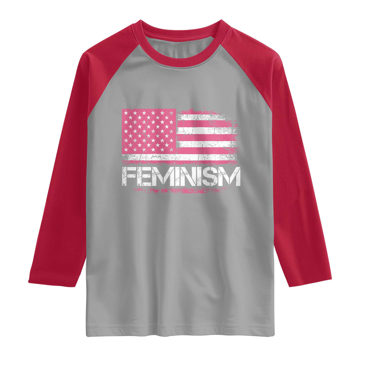 Feminism Feminist Pink American Flag Raglan Shirt Patriotic Womens Rights
