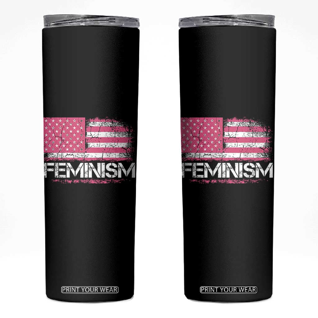 Feminism Feminist Pink American Flag Skinny Tumbler Patriotic Womens Rights