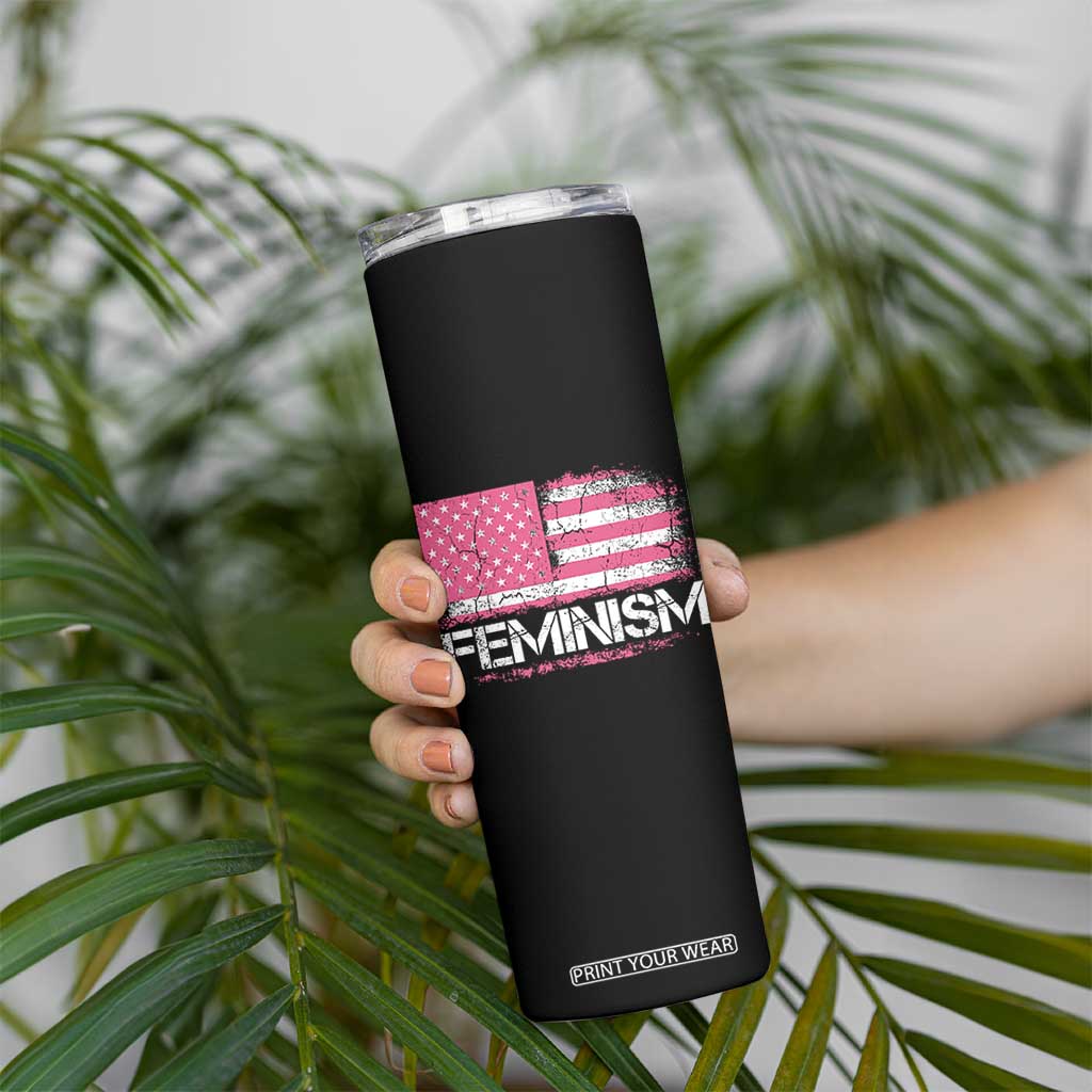 Feminism Feminist Pink American Flag Skinny Tumbler Patriotic Womens Rights