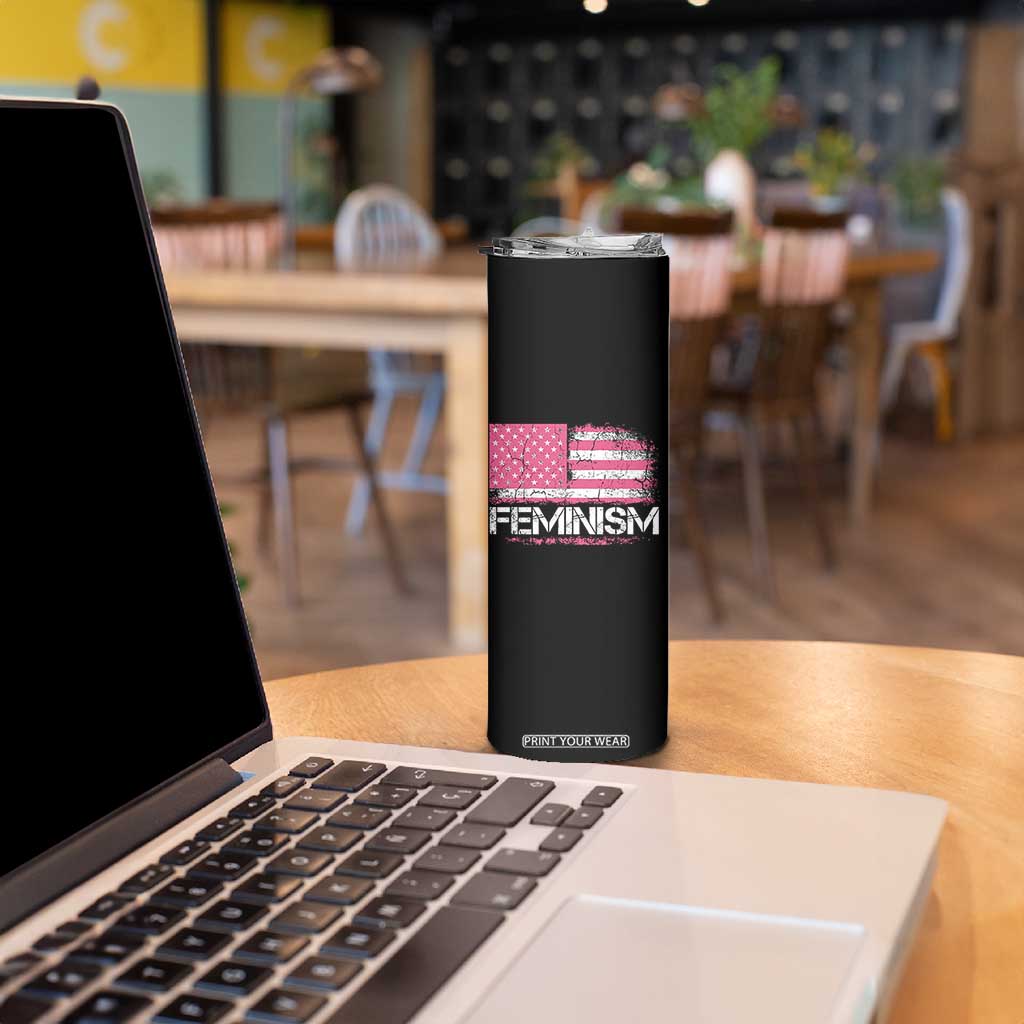 Feminism Feminist Pink American Flag Skinny Tumbler Patriotic Womens Rights