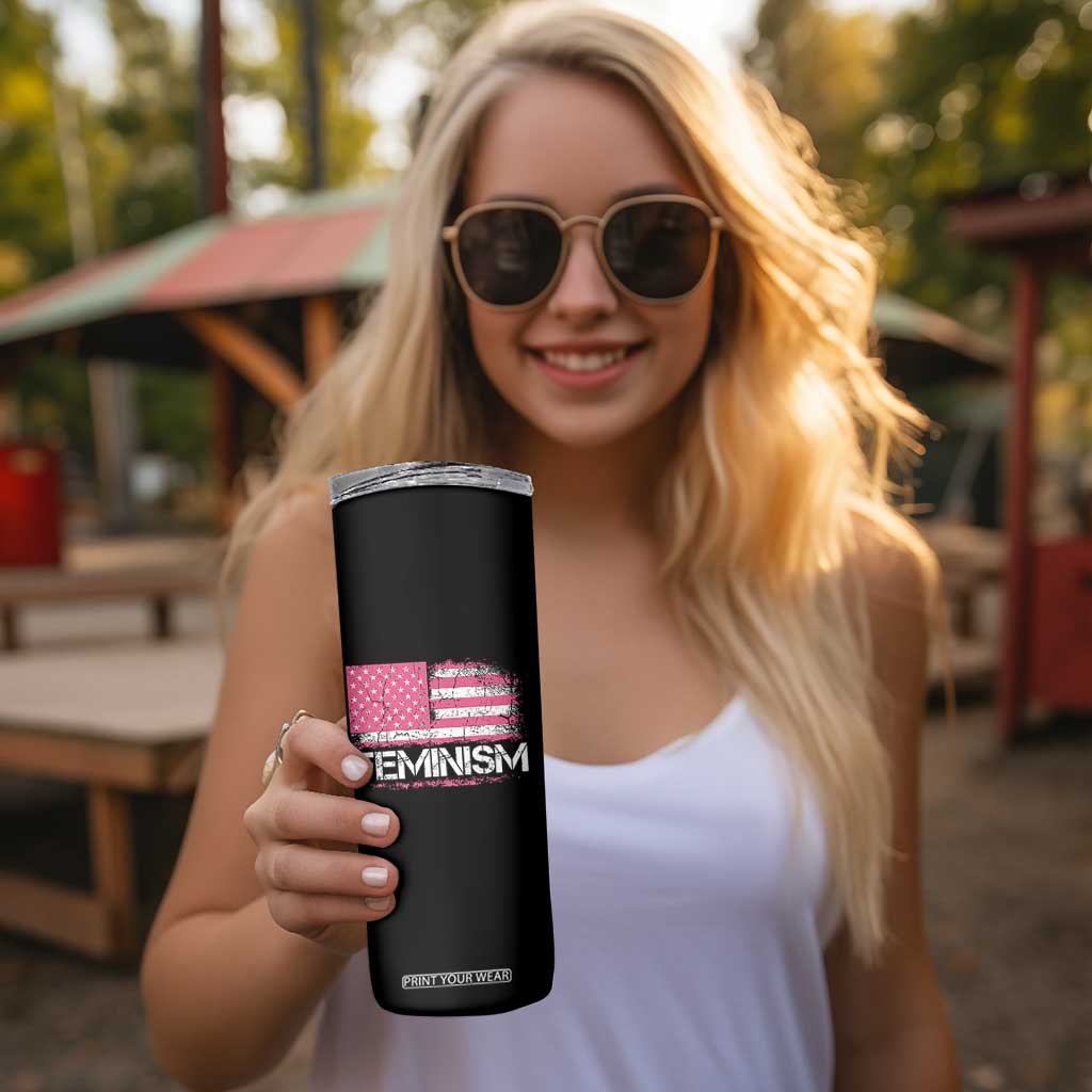 Feminism Feminist Pink American Flag Skinny Tumbler Patriotic Womens Rights