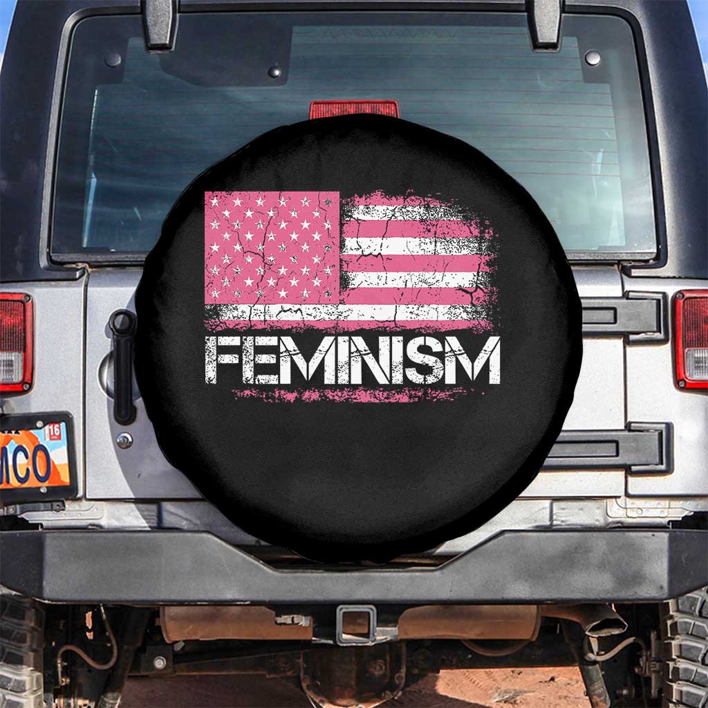 Feminism Feminist Pink American Flag Spare Tire Cover Patriotic Womens Rights