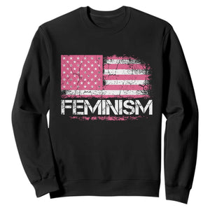 Feminism Feminist Pink American Flag Sweatshirt Patriotic Womens Rights