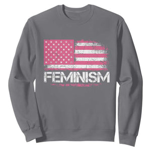 Feminism Feminist Pink American Flag Sweatshirt Patriotic Womens Rights