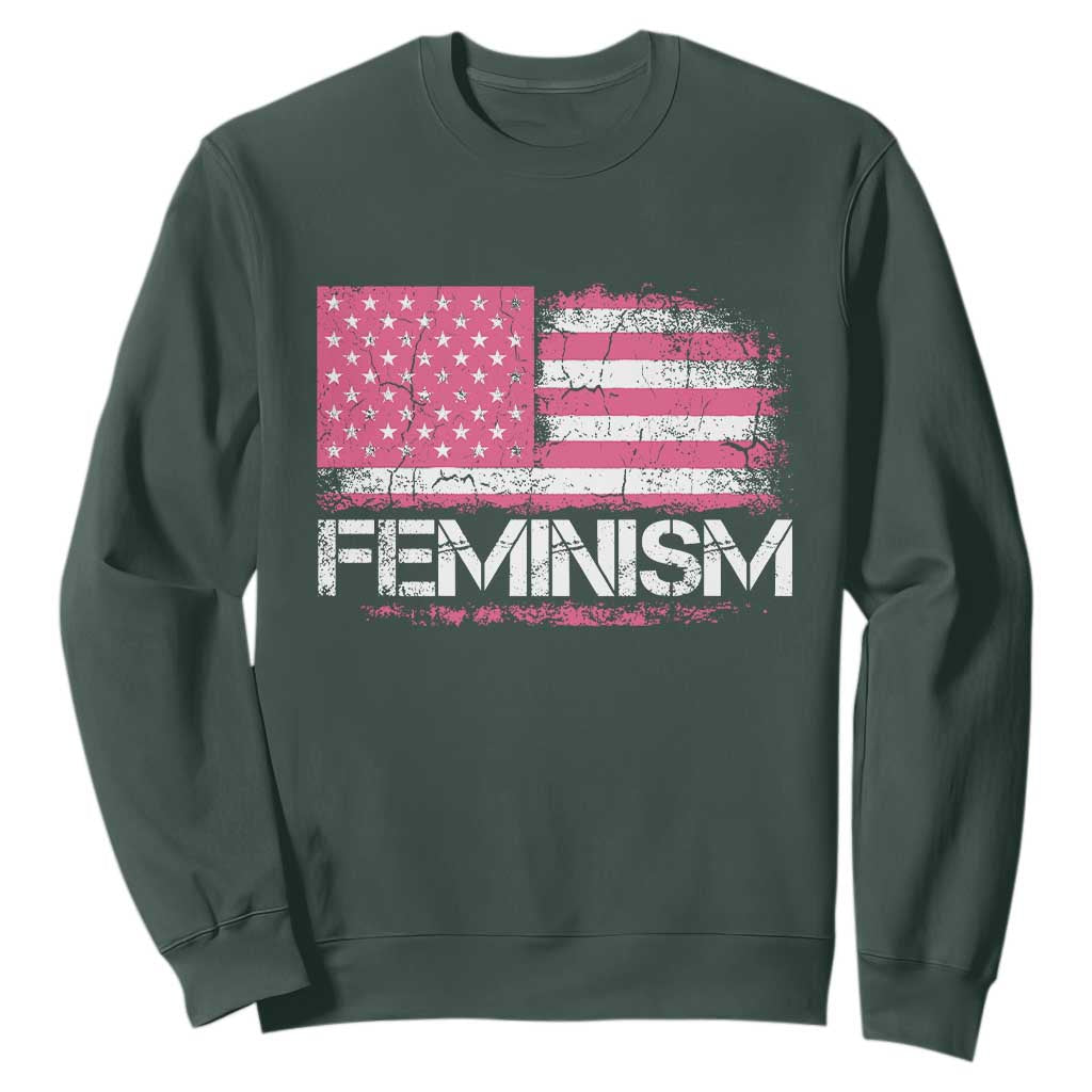 Feminism Feminist Pink American Flag Sweatshirt Patriotic Womens Rights
