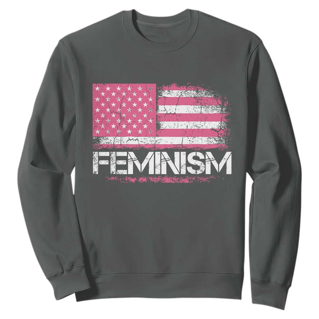 Feminism Feminist Pink American Flag Sweatshirt Patriotic Womens Rights