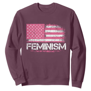 Feminism Feminist Pink American Flag Sweatshirt Patriotic Womens Rights