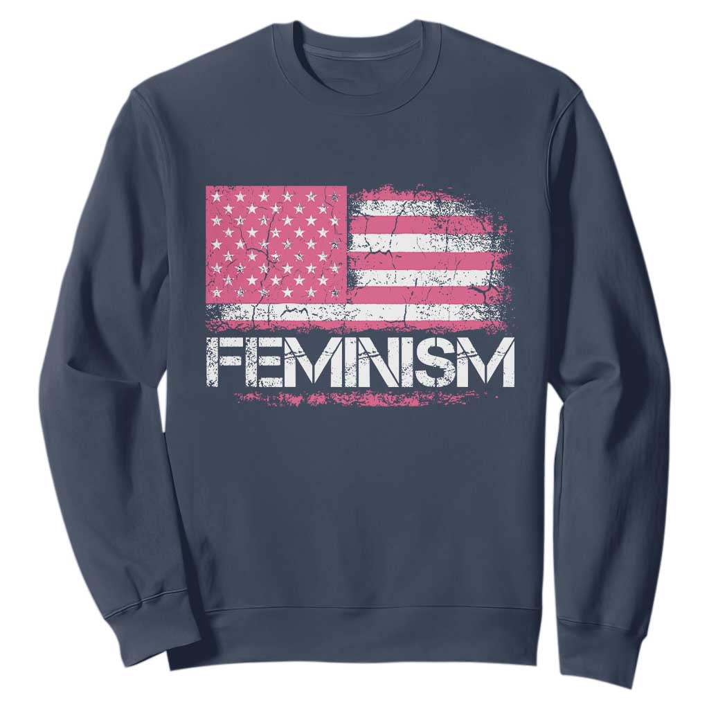 Feminism Feminist Pink American Flag Sweatshirt Patriotic Womens Rights