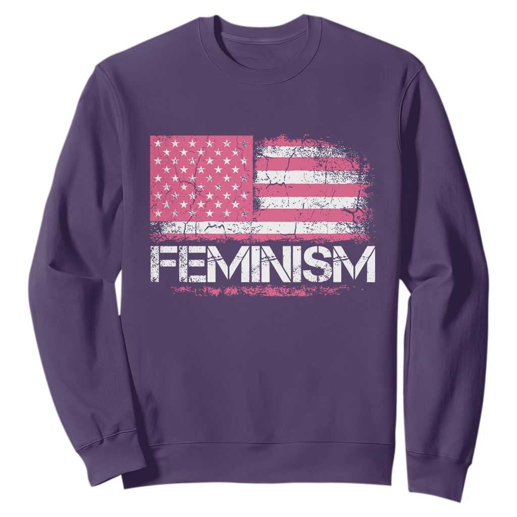 Feminism Feminist Pink American Flag Sweatshirt Patriotic Womens Rights