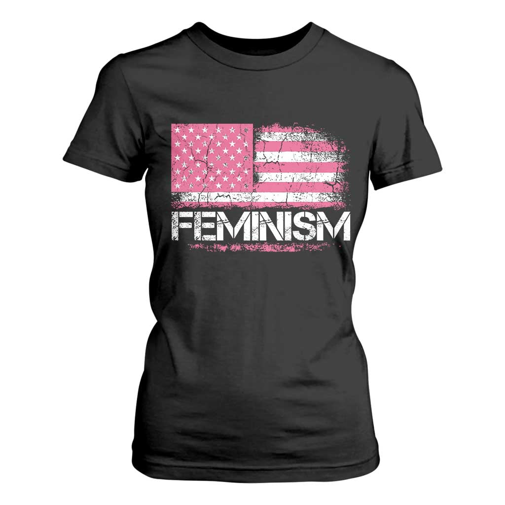 Feminism Feminist Pink American Flag T Shirt For Women Patriotic Womens Rights