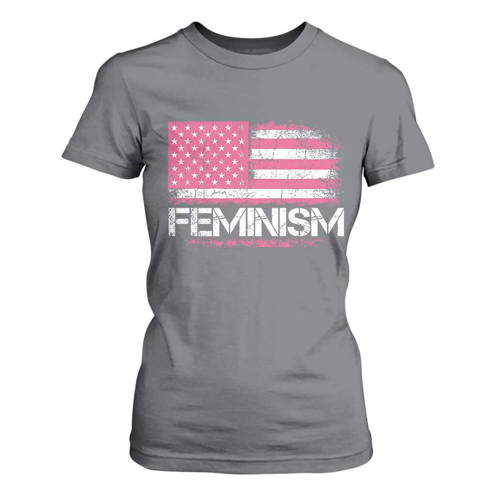Feminism Feminist Pink American Flag T Shirt For Women Patriotic Womens Rights