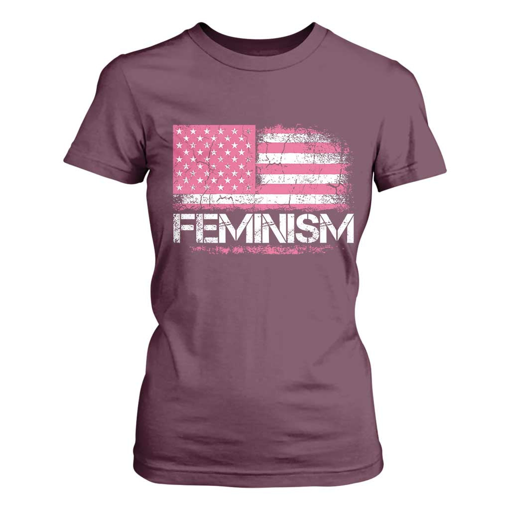 Feminism Feminist Pink American Flag T Shirt For Women Patriotic Womens Rights