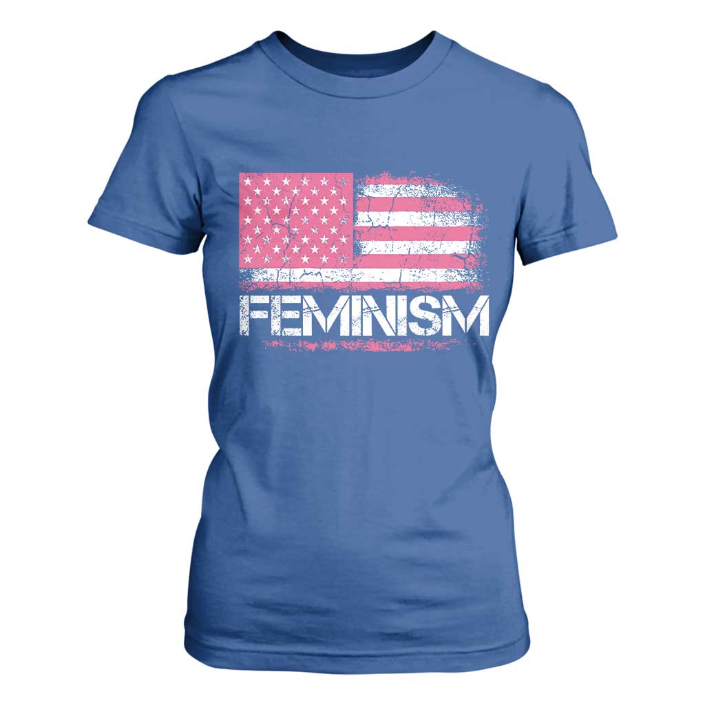 Feminism Feminist Pink American Flag T Shirt For Women Patriotic Womens Rights