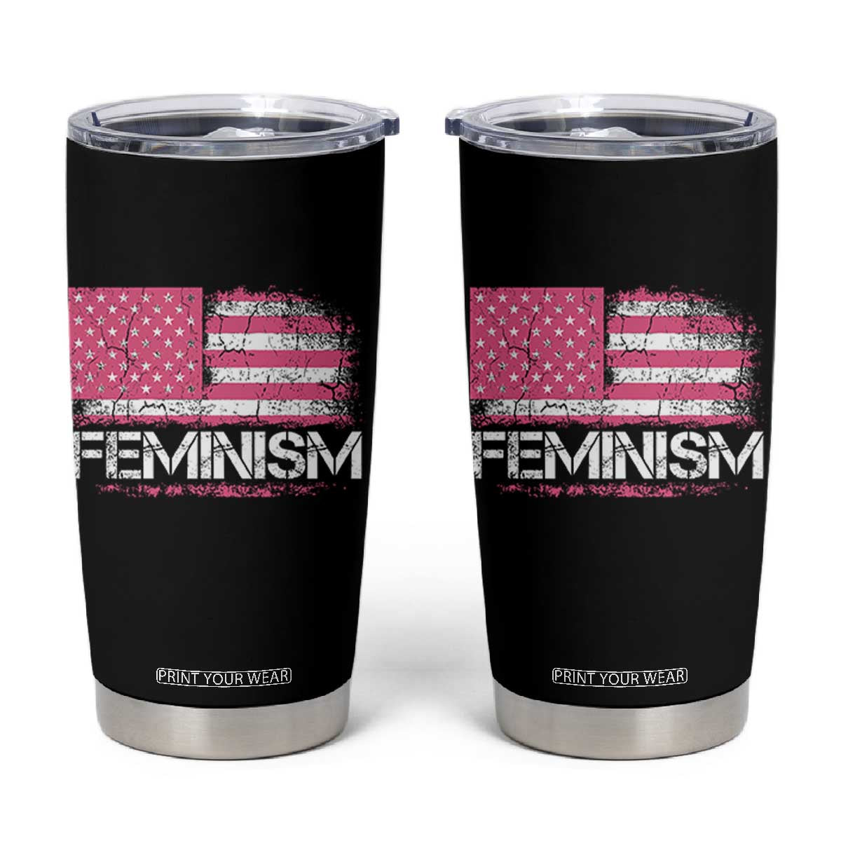 Feminism Feminist Pink American Flag Tumbler Cup Patriotic Womens Rights