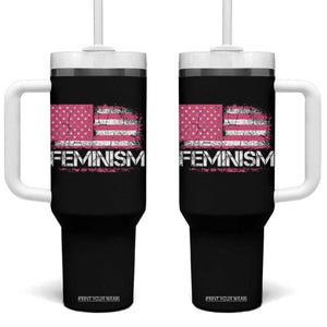 Feminism Feminist Pink American Flag Tumbler With Handle Patriotic Womens Rights