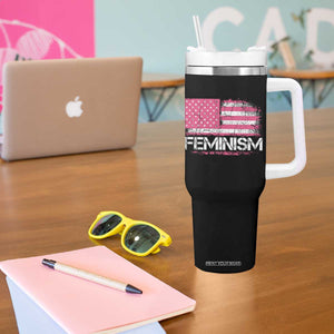 Feminism Feminist Pink American Flag Tumbler With Handle Patriotic Womens Rights