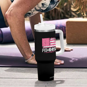 Feminism Feminist Pink American Flag Tumbler With Handle Patriotic Womens Rights