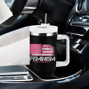 Feminism Feminist Pink American Flag Tumbler With Handle Patriotic Womens Rights