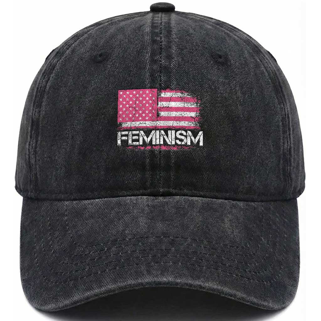 Feminism Feminist Pink American Flag Washed Cotton Baseball Cap Patriotic Womens Rights