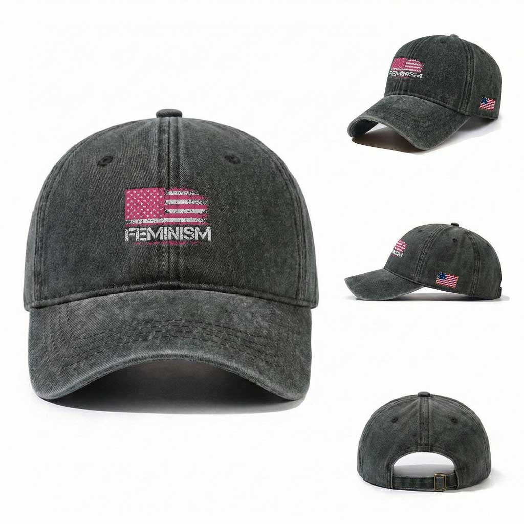 Feminism Feminist Pink American Flag Washed Cotton Baseball Cap Patriotic Womens Rights