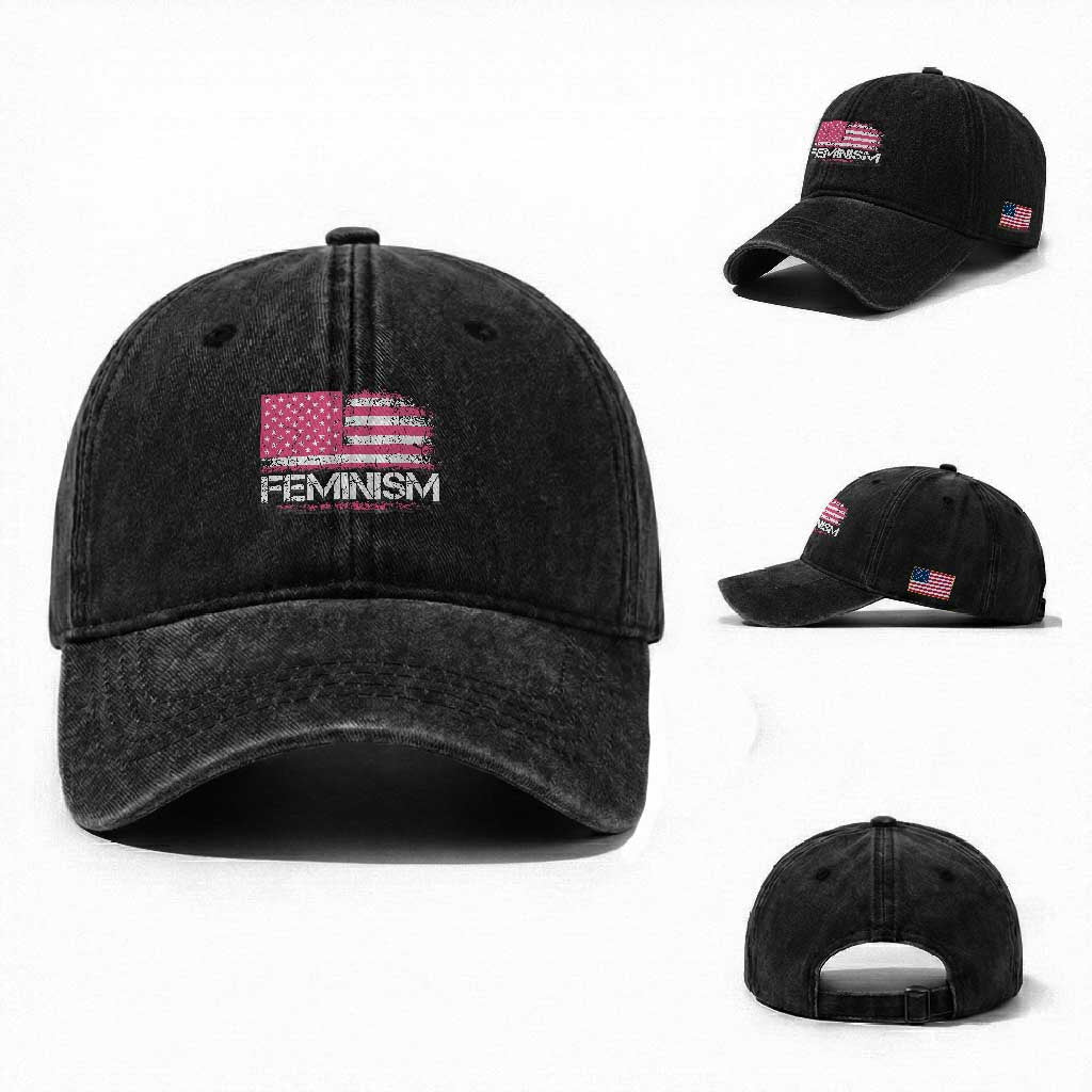 Feminism Feminist Pink American Flag Washed Cotton Baseball Cap Patriotic Womens Rights