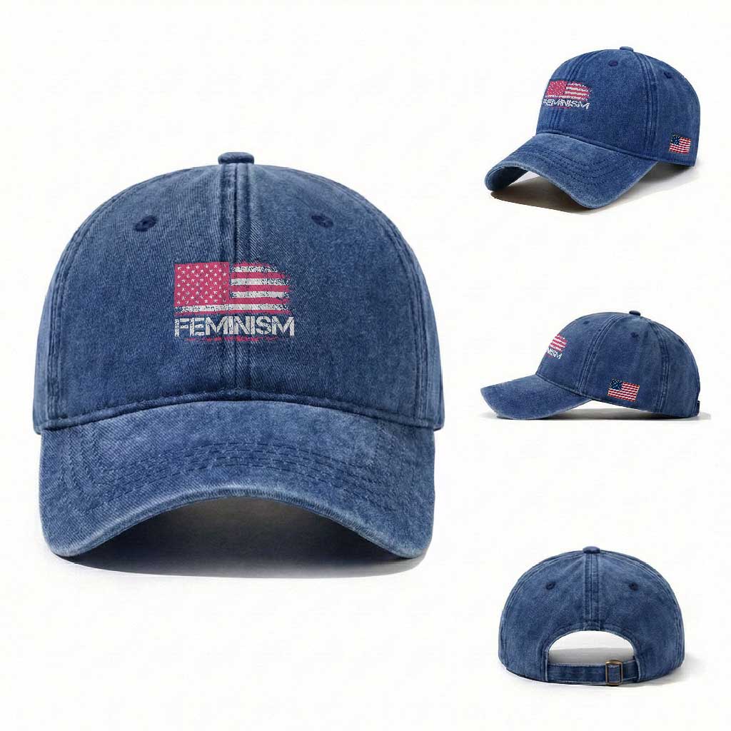 Feminism Feminist Pink American Flag Washed Cotton Baseball Cap Patriotic Womens Rights