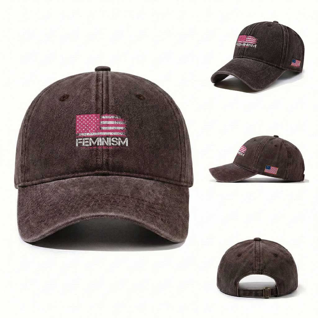 Feminism Feminist Pink American Flag Washed Cotton Baseball Cap Patriotic Womens Rights
